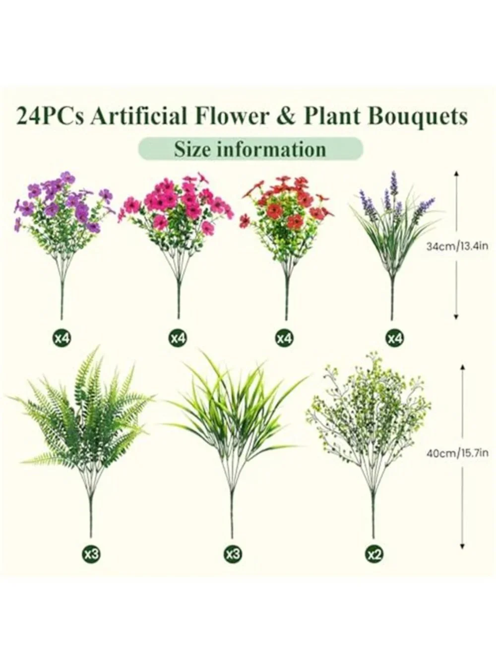Artificial Flowers Outdoor UV Resistant Faux Daisy Lavender Spring Decor 24 Pack